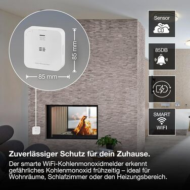 Розумний датчик чадного газу LEDVANCE SMART+ з WiFi, сертифікований EN 50291, білий