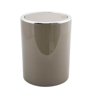 Смітник для ванної MSV ASPEN, косметичний, 6 л, з хитким кришкою, таупе/сірий/коричневий, Ø18,5x26 см
