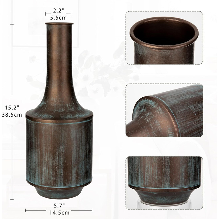 Вінтажна металева ваза для квітів Vasen Groß синього кольору в стилі Shabby Chic для букетів та декору