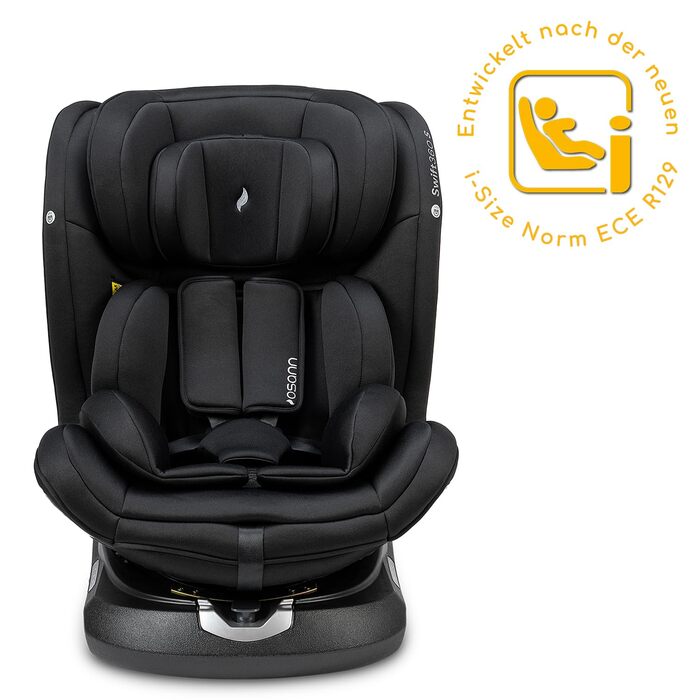 Дитяче автокрісло Osann Swift360 S i-Size, 360° поворотне, реверсивне, для дітей 76-150 см, чорне