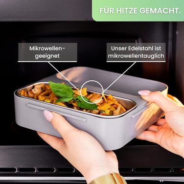 FRADABOX Бенто-ланчбокс Spencer, 2 відділення з ложкою та виделкою, преміум нержавіюча сталь, BPA-free, герметичний контейнер для обіду, підходить для мікрохвильовки, для дорослих і дітей