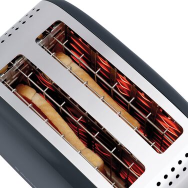 Тостер Russell Hobbs Colours Plus Edelstahl на 2 тости, сірий. З широкими слотами, підставкою для булочок, 6 режимів підсмажування, розморожуванням, функцією Lift & Look, 1600 Вт