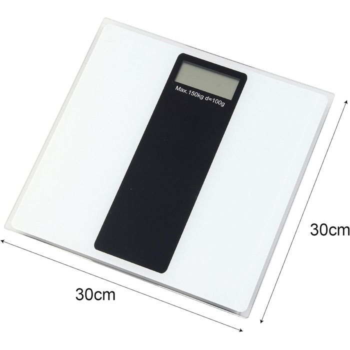 Цифрові ваги для людей Axentia, скляні, LCD дисплей, до 150 кг, білі, 30x30 см