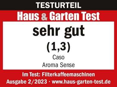 Кавоварка CASO Aroma Sense, дизайнерська, ідеальна температура заварювання 92-96°C, повне розкриття аромату завдяки аромапаличці, з титанованим сталевим постійним фільтром