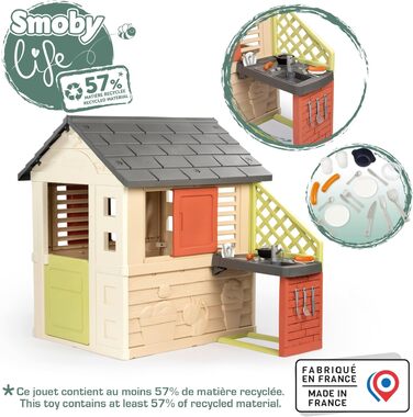 Дитячий ігровий будиночок Smoby Life Natura з кухнею, 2+ роки, з аксесуарами 7600810739