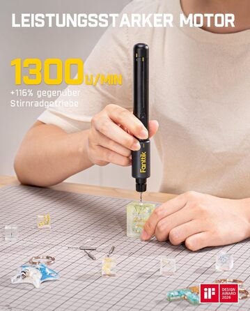Міні-дрель Fanttik K2 Nano 3.7V з 20 насадками для DIY: для пластику, смоли, ювелірних виробів, алюмінію