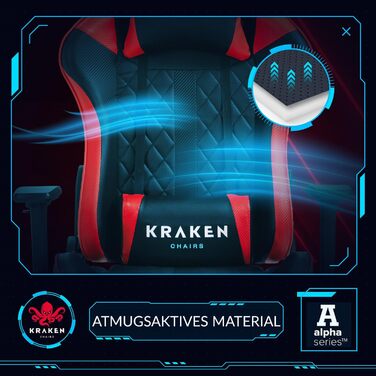 Ігрове крісло KRAKEN CHAIRS, ергономічне, офісне, з регульованою висотою, 3D підлокітниками, подушкою для попереку та підголівником, чорне-сріблясте, екошкіра