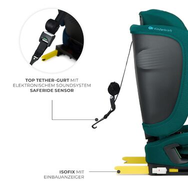 Автокрісло Kinderkraft FIX2GO i-Size 76-150 см (15 міс - 12 років), ISOFIX, Top Tether, SPS+, H-GUARD+, сіре (Green)