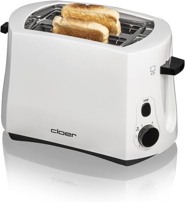 Тостер Cloer 331 Cool-Wall 825 Вт для 2 тостів з підставкою для булочок, білий