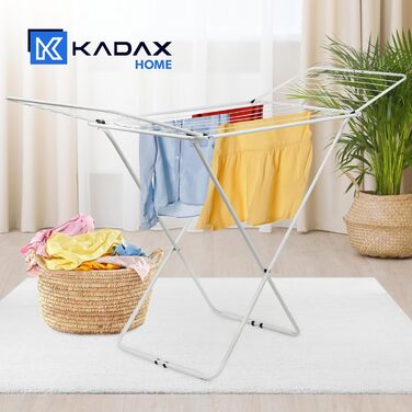 KADAX Сушарка для білизни з крилами, складна, 18/23 м, сталевий порошковий каркас, біла, 2-крила