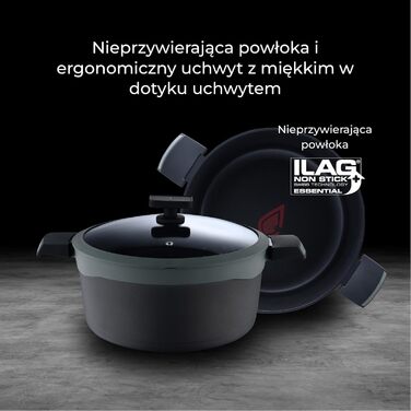 Набір посуду MasterPRO Gastro Reeco, 14 предметів: сковорідки 20/24/28 см, каструлі 20/24/28 см, сотейник 16 см з кришкою, литий перероблений алюміній, антипригарне покриття Heatdot