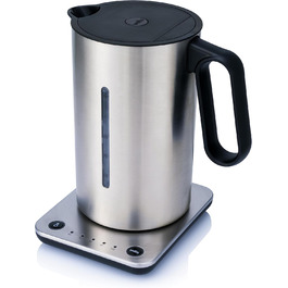 Електрочайник Wilfa Svart Format 1,25 л, 2200 Вт, регулювання температури 40-100°C, функція підтримки тепла, подвійні стінки, сріблястий