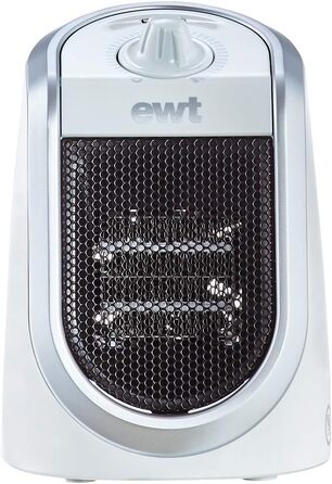 Керамічний обігрівач EWT DDF 250 Вт, настільний, з USB, термостатом, LED підсвічуванням і зарядкою для смартфона, білий