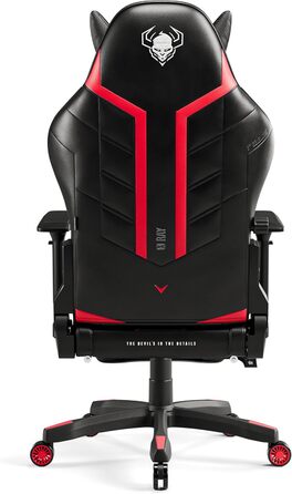 Ігрове крісло Diablo X-Ray King XL, ергономічне, штучна шкіра, чорний/червоний, 4D підлокітники, офісне, з перфорацією та гойданням