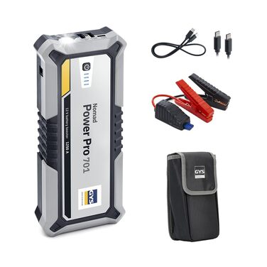 Бустер-стартер GYS Nomad Power Pro 701 літієвий 2000А для авто та мотоциклів 12В, з PowerBank 6Ah, LCD-дисплеєм та LED-ліхтарем
