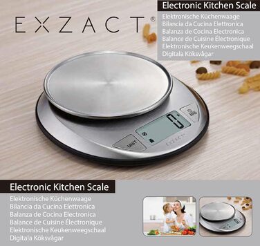 Електронні кухонні ваги Exzact EX4362 з великою індикацією, функцією вимірювання рідини, авто-нуль і тара, до 5 кг
