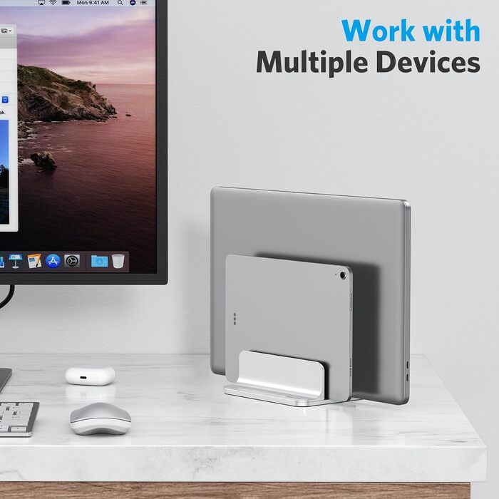 Підставка для ноутбука OMOTON, регульована, для MacBook Air/Pro (до 17.3 дюймів), срібна