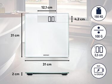 Електронна вага для людей Soehnle Style Sense Comfort 100, велика, потужна, надтонка, з LCD-дисплеєм, цифрова вага для дому