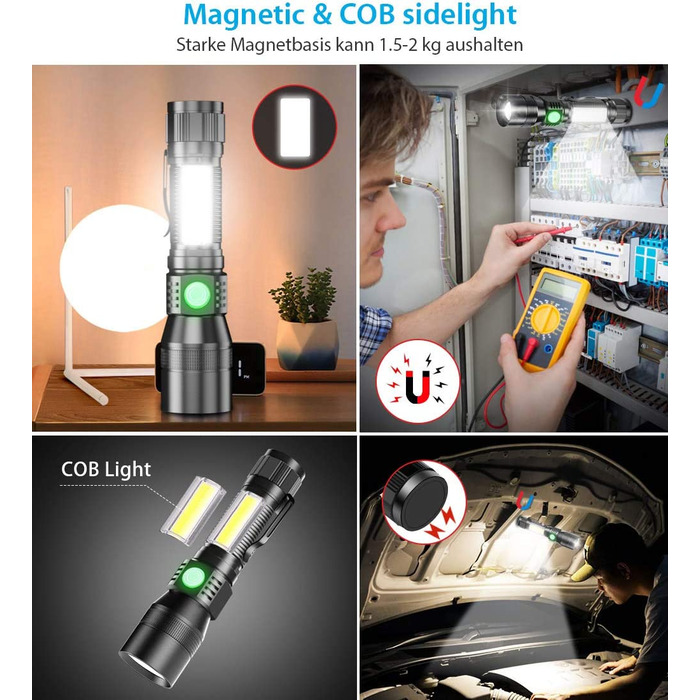 Karrong LED ліхтарик з ультрафіолетовим світлом 395нм, USB-зарядка, магніт, 7 режимів, акумулятор, для кемпінгу та туризму, 2 шт.