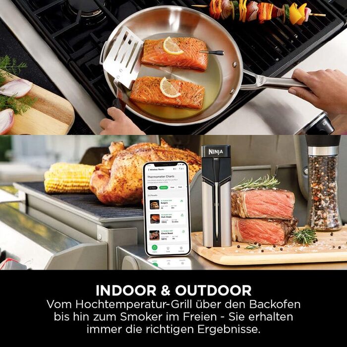 Бездротовий термометр Ninja ProChef для приготування їжі, гриля та Air Fry, Bluetooth, 50м, водонепроникний, WP100EU