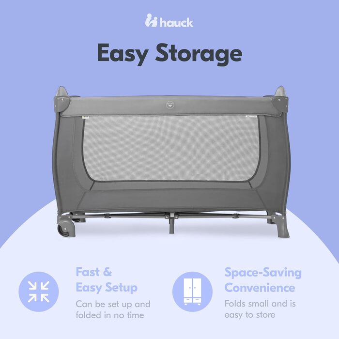 Дитяче дорожнє ліжечко Hauck Sleep N Play Go Plus з колесами, для немовлят та малюків до 15 кг, з чохлом для транспортування, складане, бежеве