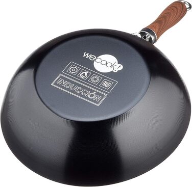 Wecook! Карбоновий вок 24 см з антипригарним титановим покриттям Quantanium, екологічний, без PFOA, для індукції, газу та всіх плит, з ручкою під дерево