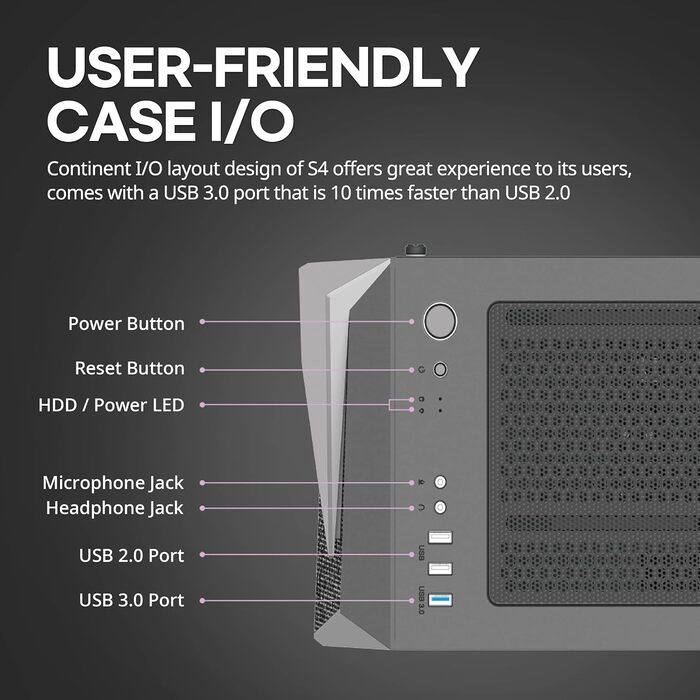 Корпус для ПК Zalman S4 Plus Mid Tower ATX, акрилова панель, 3x RGB 120мм вентилятори, чорний