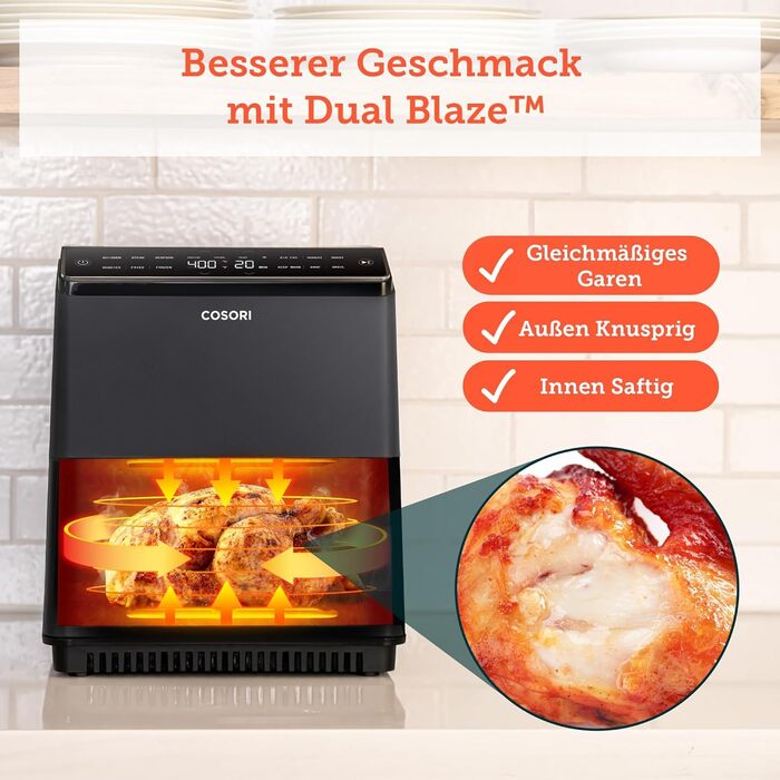 Аерофритюрниця COSORI Dual Blaze XXL 6,4 л з Wi-Fi, 12 програм, 1700 Вт, темно-сіра, книга рецептів