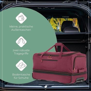 Дорожня сумка на колесах Travelite Basics Duffle L, 98-119 л, 70 см, виноградно-помаранчева