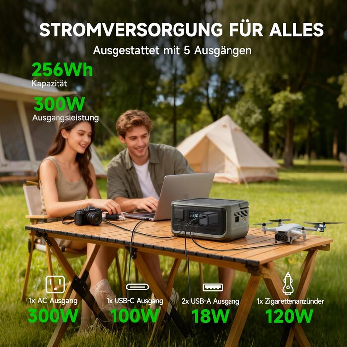 Портативна електростанція ALLPOWERS VOLIX P300, ємність 256 Wh, номінальна потужність 300 W, пікова потужність 600 W