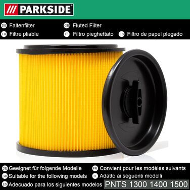 Складчастий фільтр Parkside для пилососа Lidl PNTS 1250–1500, всі моделі, сухого та вологого прибирання