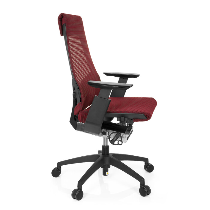 Офісне крісло GENIDIA SMART BLACK з сітчастою спинкою, червоним акцентом hjh OFFICE