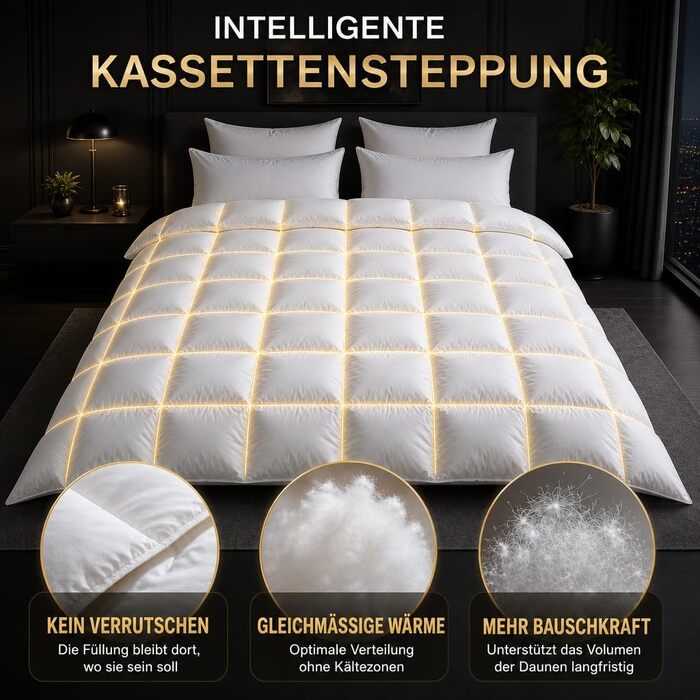 Всесезонна легка ковдра з гусячого пуху 90% (135 x 200 см), біла, Luxury All Year Comfort