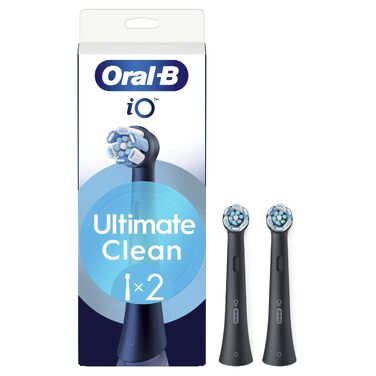 Смінні насадки для електричної зубної щітки Oral-B iO Ultimate Clean, чорні, для ефективного видалення нальоту, 2 шт.