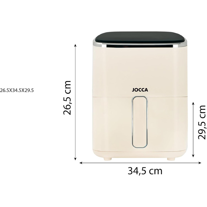 Аерофритюрниця JOCCA 5Л, безмасляна фритюрниця 1450Вт з LED сенсорним екраном та регулюванням температури, чорна