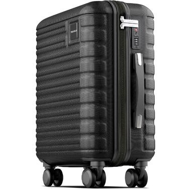Валіза Travely XL з полікарбонату, велика (77 см, 100л), чорна — міцна валіза з TSA-замком та колесами