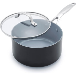 Каструля GreenPan Valencia Pro 18 см/2 л з кришкою, антипригарна керамічна, PFAS-free, для індукції, сірий колір, підходить для посудомийки та духовки