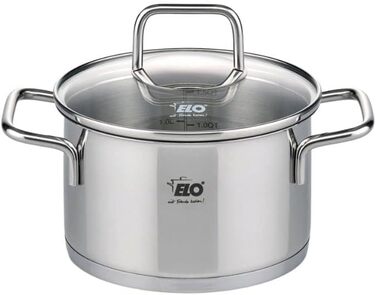 Каструля Elo 7241426 з нержавіючої сталі з скляною кришкою, 1,2 л, універсальна для всіх плит, сіра, 14 x 9,5 см