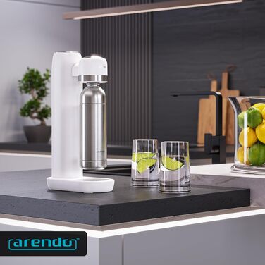 Сифон для газування води Arendo Soda Maker з двома пляшками (1000 мл BPA-free та 1000 мл нержавіюча сталь), сумісний з циліндрами CO2 60 л