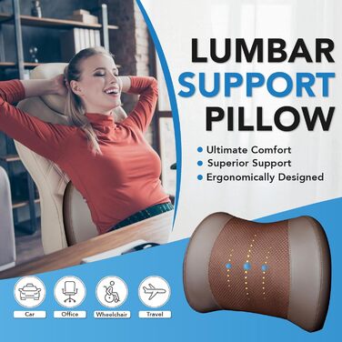 Подушка для підтримки попереку, Memory Foam, для спини, автомобіля, офісу, інвалідного візка (Коричнева)