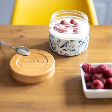 Контейнер для їжі зі скла з силіконовим чохлом Quokka Deli Blue Nature 500 мл