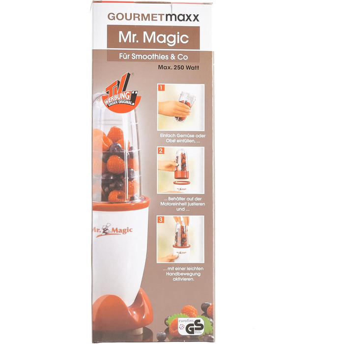 GOURMETmaxx блендер-смузі мейкер 250Вт, 4в1, 500мл, електричний міні міксер з 9 функціями, BPA-free, чашка To-Go, білий-червоний