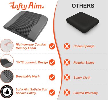 Автомобільна подушка Lofty Aim з Memory Foam для водія: підтримка спини, зняття болю при ішіасі, чорний 4D Mesh. Для автокрісла, офісного крісла, візка.