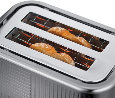 Тостер Russell Hobbs Geo Edelstahl Grau на 2 тости, нержавіюча сталь, 6 режимів, розморожування, підігрів, широкі слоти для хліба