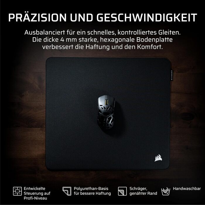 Ігровий килимок для миші Corsair MM PRO Control, середній розмір (450 x 400 мм), чорний