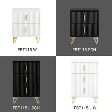 Приліжкові тумбочки SoBuy FBT115-W (білі), 2 шт., з 3 висувними ящиками, 40x40x47 см