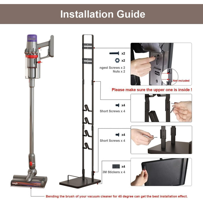 Підставка для пилососа Dyson V15/V15s/V11/V10/V8/V7/V6, на підлогу, чорна - тримач та організатор аксесуарів