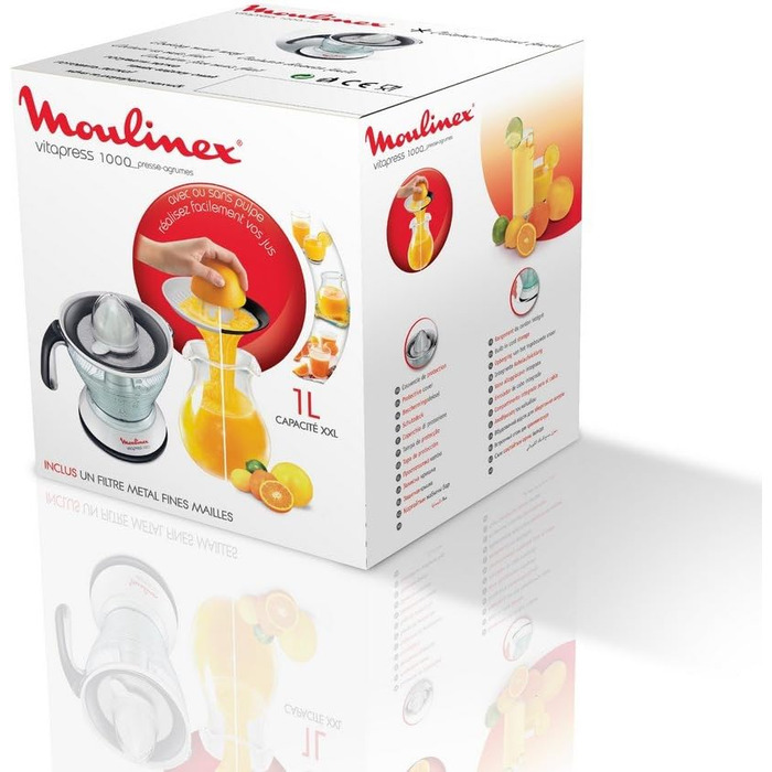Електричний соковичавник Moulinex PC302B10, 25W, 1 л, білий/сірий
