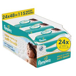 Дитячі вологі серветки Pampers Aqua Soft Touch, 15 паковок по 60 шт (загалом 900 шт)