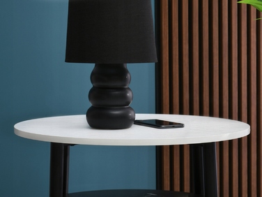 Круглий кавовий столик Mebel-Partner, 60 x 60 x 45 см, білий/чорний